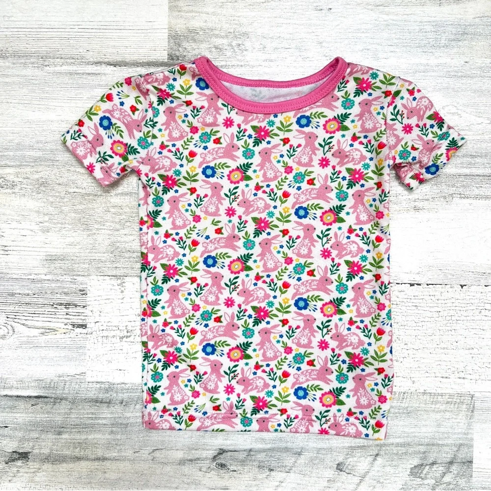 Mia & Co Bunny Floral Pajama Set 2T Pink Easter Spring Kids Sleepwear